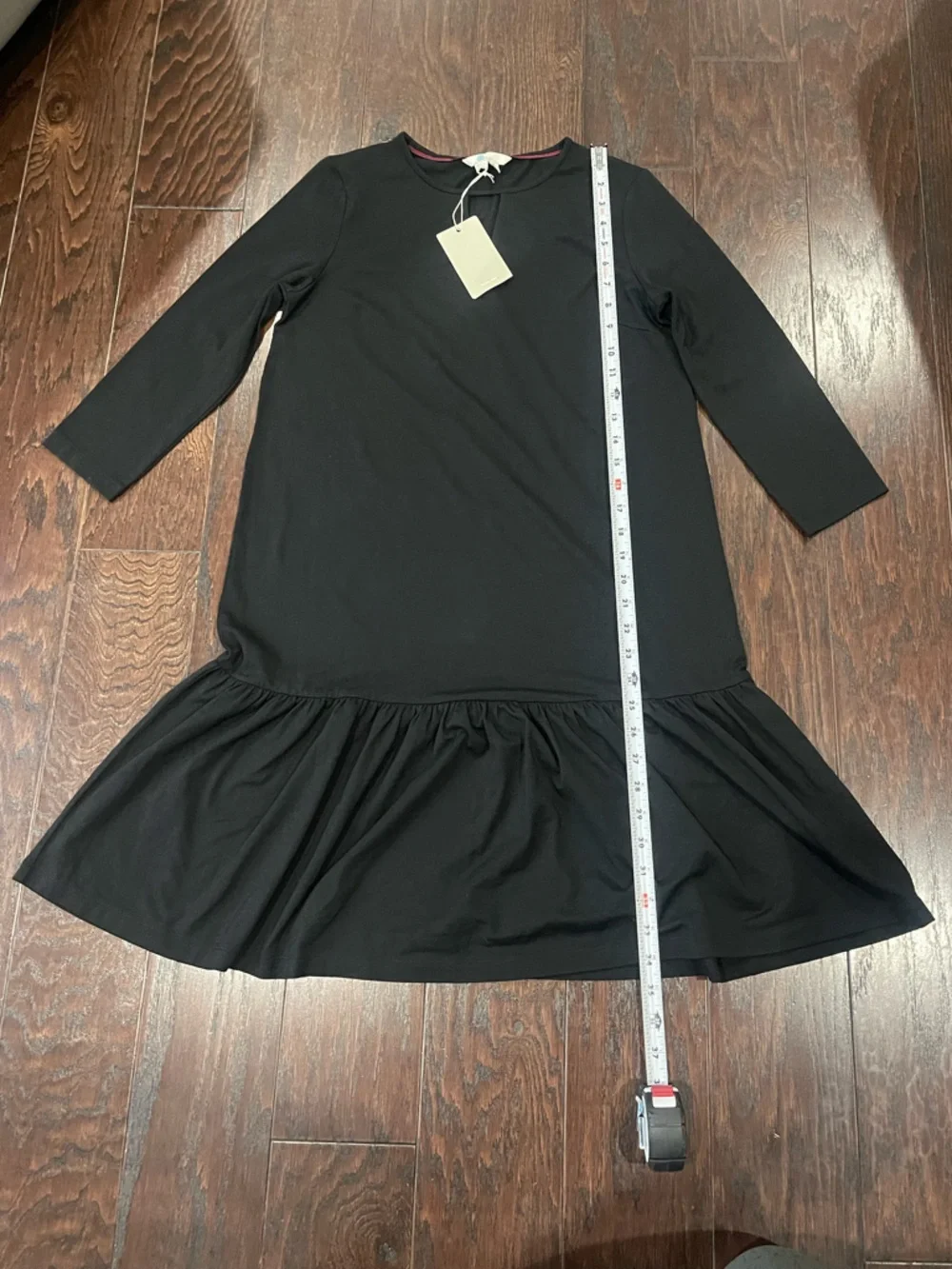 Boden Selena Jersey Knit 3/4 Sleeve Keyhole Shift Dress Black Size 2R NEW